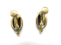 Van Dell Vintage 1950s Onyx and Rhinestone Gold-Filled Earrings - Back - Thumbnail