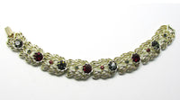 Signed Coro 1950s Designer Mid-Century Diamante Floral Bracelet - Front - Thumbnail