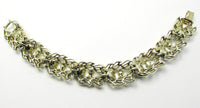 Signed Coro 1950s Designer Mid-Century Diamante Floral Bracelet - Back - Thumbnail