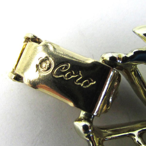 Signed Coro 1950s Designer Mid-Century Diamante Floral Bracelet - Signature