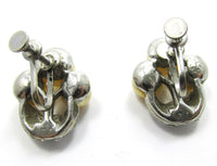 Unique Vintage 1950s Mid-Century Diamante and Pearl Earrings - Back - Thumbnail
