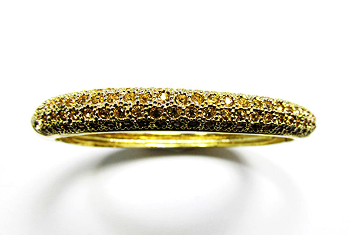 Vintage 1980s Contemporary Style Champagne-Colored Rhinestone Bracelet - Front