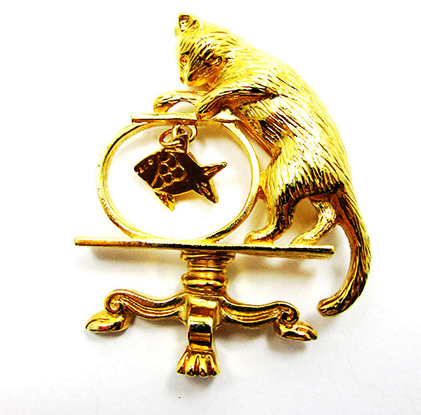 Avon 1990s Vintage Contemporary Style Whimsical Figural Gold Cat Pin - Front