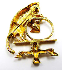 Avon 1990s Vintage Contemporary Style Whimsical Figural Gold Cat Pin - Back - Thumbnail