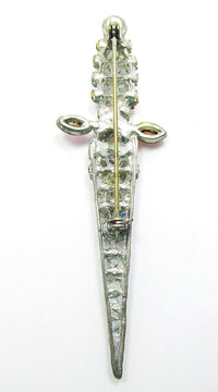 Distinctive Vintage 1930s Clear and Pink  Rhinestone Sword Pin - Back - Thumbnail