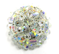 Dazzling Vintage 1950s Mid-Century Timeless Crystal Circular Pin - Front - Thumbnail