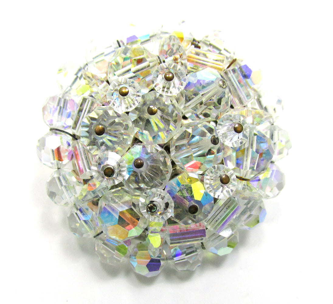 Dazzling Vintage 1950s Mid-Century Timeless Crystal Circular Pin - Front