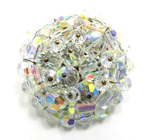 Dazzling Vintage 1950s Mid-Century Timeless Crystal Circular Pin - Front