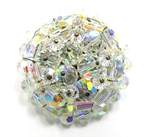 Dazzling Vintage 1950s Mid-Century Timeless Crystal Circular Pin - Front