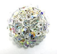 Dazzling Vintage 1950s Mid-Century Timeless Crystal Circular Pin - Front - Thumbnail