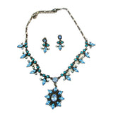 Vintage 1970s Contemporary Style Rhinestone Necklace and Earrings Set - Front