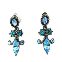 Vintage 1970s Contemporary Style Rhinestone Necklace and Earrings Set - Earrings - Thumbnail