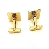 Signed Hickok 1950s Vintage Mid-Century Geometric Gold Cufflinks - Back - Thumbnail