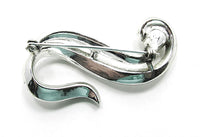 Vintage 1950s Mid-Century Pearl and Rhinestone Silver Tone Pin - Back - Thumbnail