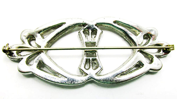 Flawless Vintage 1930s Art Deco Clear Rhinestone and Pot Metal Pin - Back