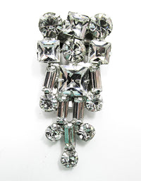 Stunning Vintage 1930s Art Deco Clear Rhinestone and Silver Dress Clip - Front - Thumbnail