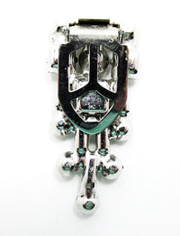 Stunning Vintage 1930s Art Deco Clear Rhinestone and Silver Dress Clip - Back - Thumbnail