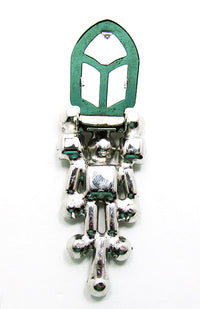 Stunning Vintage 1930s Art Deco Clear Rhinestone and Silver Dress Clip - Back - Thumbnail