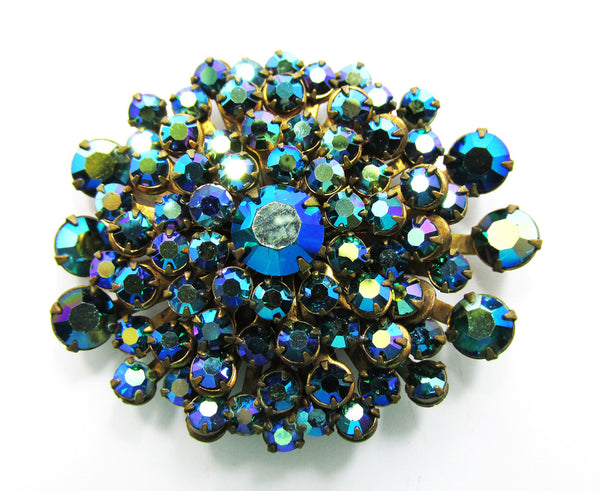 Exceptional Vintage 1950s Iridescent Aurora Borealis Rhinestone Pin - Front
