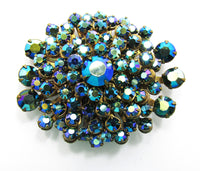 Exceptional Vintage 1950s Iridescent Aurora Borealis Rhinestone Pin - Front - Thumbnail