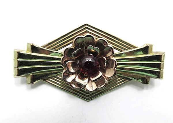Signed Harry Iskin Vintage 1940s Art Deco Style Rhinestone Pin - Front