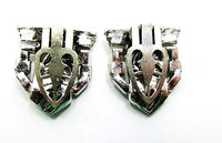 Exceptional Vintage 1930s Art Deco Clear Rhinestone Dress Clips - Back - Thumbnail