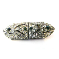 Marked 1930s Vintage Impeccable Art Deco Style Diamante Duette - Front - Thumbnail
