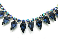Superb Vintage 1950s Mid-Century Sapphire Blue Rhinestone Necklace - Cose Up - Thumbnail