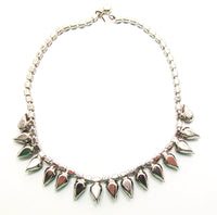 Superb Vintage 1950s Mid-Century Sapphire Blue Rhinestone Necklace - Back - Thumbnail