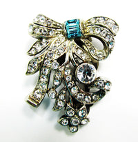 Vintage 1930s Signed Lisner Designer Art Deco Rhinestone Dress Clip - Close Up - Thumbnail