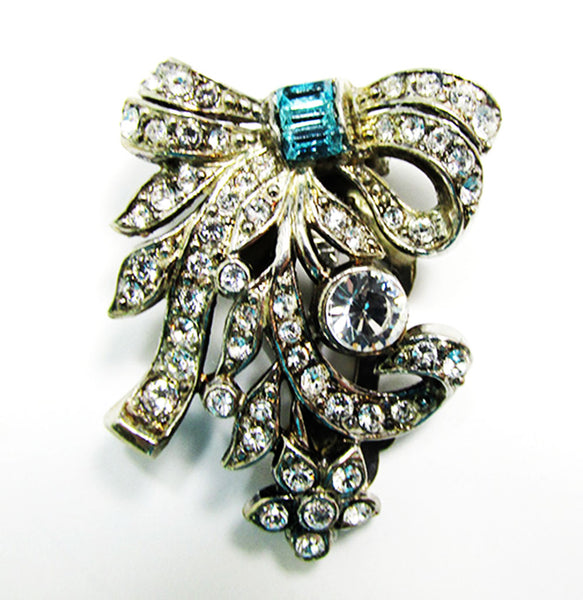 Vintage 1930s Signed Lisner Designer Art Deco Rhinestone Dress Clip - Close Up