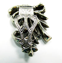 Vintage 1930s Signed Lisner Designer Art Deco Rhinestone Dress Clip - Back - Thumbnail
