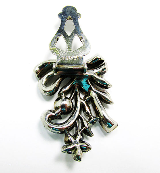 Vintage 1930s Signed Lisner Designer Art Deco Rhinestone Dress Clip - Back