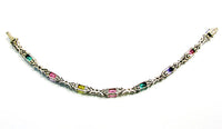 Vintage 1980s Contemporary Style CZ and Sterling Silver Bracelet - Back - Thumbnail