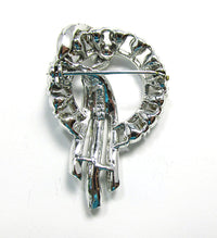 Weiss Signed Vintage 1950s Collectible Clear Rhinestone Circle Pin - Back - Thumbnail
