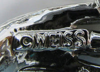 Weiss Signed Vintage 1950s Collectible Clear Rhinestone Circle Pin - Signature - Thumbnail