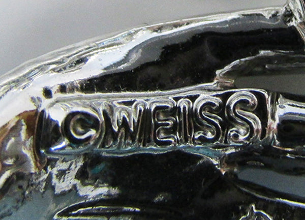 Weiss Signed Vintage 1950s Collectible Clear Rhinestone Circle Pin - Signature