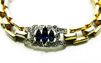 1930s Vintage Signed Crown Trifari Art Deco Rhinestone Bracelet - Close Up - Thumbnail