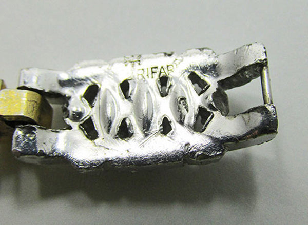 1930s Vintage Signed Crown Trifari Art Deco Rhinestone Bracelet - Signature