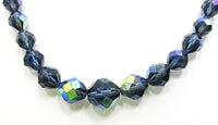 Vintage 1950s Mid-Century Dazzling Sapphire Blue Crystal Necklace - Close Up - Thumbnail
