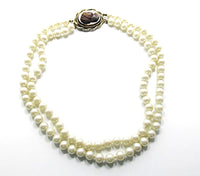 Whiting and Davis Vintage 1950s Pearls with a Cameo Necklace - Front - Thumbnail