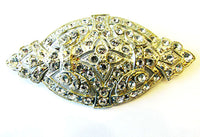Distinctive Vintage 1920s Art Deco Rhinestone Silver Pot Metal Pin