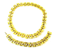 Vintage 1970s Contemporary Style Gold Link Necklace and Bracelet - Set Back - Thumbnail