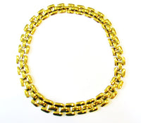 Vintage 1970s Contemporary Style Gold Link Necklace and Bracelet - Necklace Front - Thumbnail