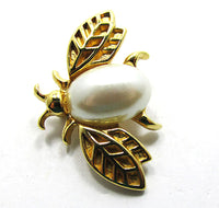 Marvella Vintage 1960s Retro Delightful Pearl Figural Insect Pin - Close Up - Thumbnail