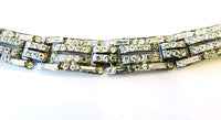 1930s Vintage Timeless Art Deco Clear Rhinestone and Pot Metal Bracelet - Close Up - Thumbnail