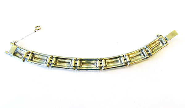 1930s Vintage Timeless Art Deco Clear Rhinestone and Pot Metal Bracelet - Back