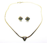 Signed Avon 1960s Vintage Geometric Rhinestone Necklace and Earrings - Front