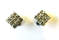 Vintage 1930s Geometric Clear Rhinestone Shoe Clips - Front - Thumbnail