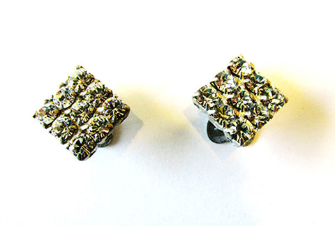 Vintage 1930s Geometric Clear Rhinestone Shoe Clips - Front